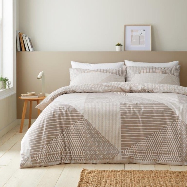 Catherine Lansfield Larsson Geo Duvet Set - Natural - Single - image 1