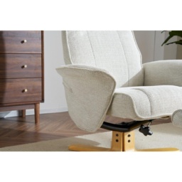 Maine Fabric Recliner Chair and Stool Set - Marzipan - thumbnail 4
