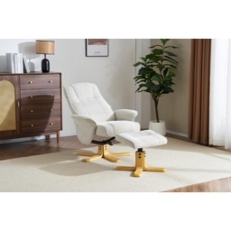 Maine Fabric Recliner Chair and Stool Set - Marzipan - thumbnail 2