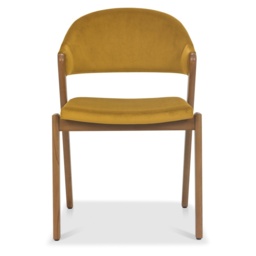 Brandon Rustic Oak Upholstered Chair Pair - Mustard Velvet - thumbnail 3