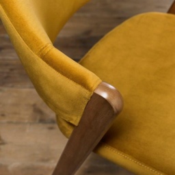 Brandon Rustic Oak Upholstered Chair Pair - Mustard Velvet - thumbnail 2