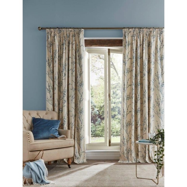 Laura Ashley Pussy Willow Seaspray Pencil Pleat Curtains - Off White - 64x72 - image 1