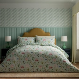 Sanderson Options Clementine Duvet Set - Raspberry and Sea Breeze - Double - thumbnail 1