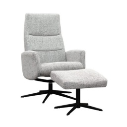G Plan Riba Manual Recliner Chair and Stool Set - Fabric Grade B - Black Base - thumbnail 2