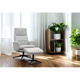 G Plan Riba Manual Recliner Chair and Stool Set - Fabric Grade B - Black Base - thumbnail 1