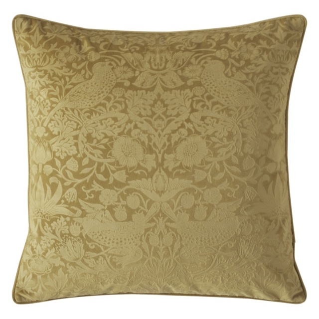 William Morris At Home Strawberry Thief Embossed Cushion 50cm - Cider - image 1