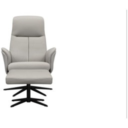 G Plan Nysted Manual Recliner Chair and Stool Set - Leather Grade N - Polished Base - thumbnail 6
