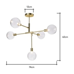 BHS Hennock Flush Ceiling Light - Brass - thumbnail 2