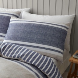 Catherine Lansfield Textured Banded Stripe Blue Duvet Set - King - thumbnail 4