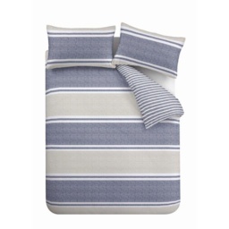 Catherine Lansfield Textured Banded Stripe Blue Duvet Set - King - thumbnail 2
