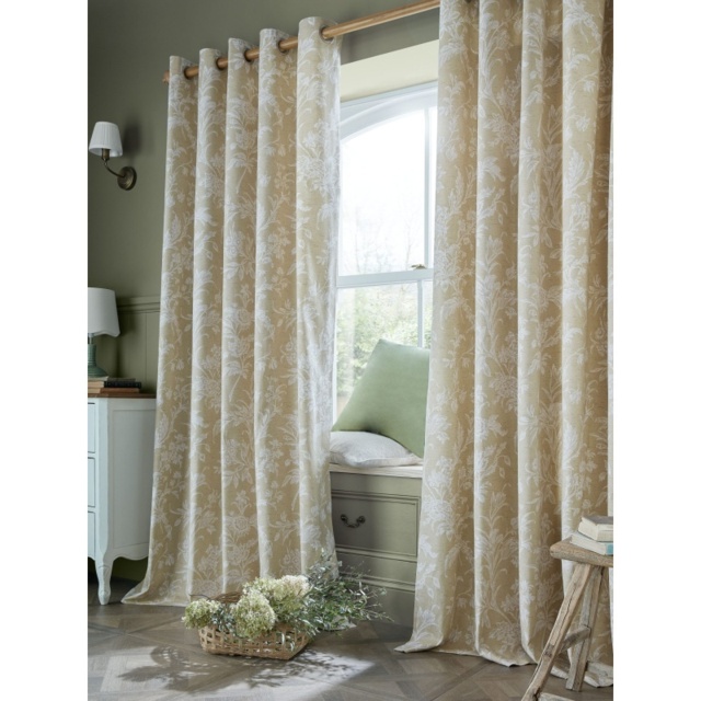 Laura Ashley Lloyd Lined Eyelet Curtains - Caramel - W 44 x D 54 - image 1