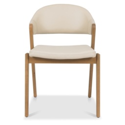 Brandon Rustic Oak Upholstered Armless Chair Pair - Ivory Bonded Leather - thumbnail 3