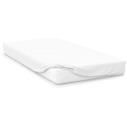 Belledorm Jersey Fitted Sheet 38cm - White - Single - thumbnail 1