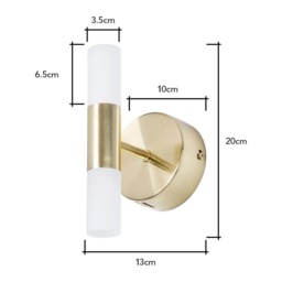 BHS Lois 2 Light Wall Light - Brass/Opal - thumbnail 2