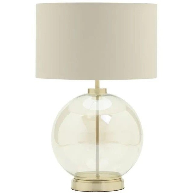 BHS Metro Clear Glass Sphere Table Lamp - Satin Brass - image 1