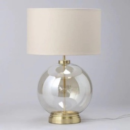 BHS Metro Clear Glass Sphere Table Lamp - Satin Brass - thumbnail 4