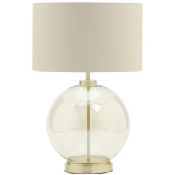 BHS Metro Clear Glass Sphere Table Lamp - Satin Brass - thumbnail 1