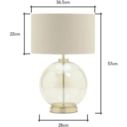 BHS Metro Clear Glass Sphere Table Lamp - Satin Brass - thumbnail 2