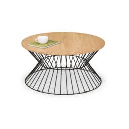 Julian Bowen Jersey Round Wire Coffee Table - Euro Oak - thumbnail 2