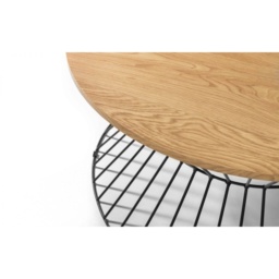 Julian Bowen Jersey Round Wire Coffee Table - Euro Oak - thumbnail 3