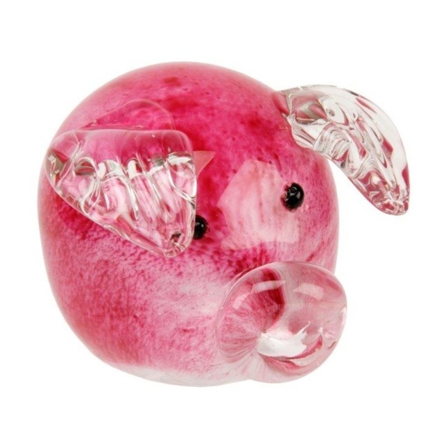 Objets dart Glass Figurine - Little Pink Piggy