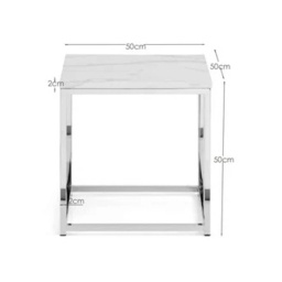 Julian Bowen Scala Marble Top Square Lamp Table - Silver - thumbnail 4