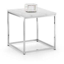 Julian Bowen Scala Marble Top Square Lamp Table - Silver - thumbnail 2