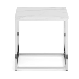 Julian Bowen Scala Marble Top Square Lamp Table - Silver - thumbnail 3