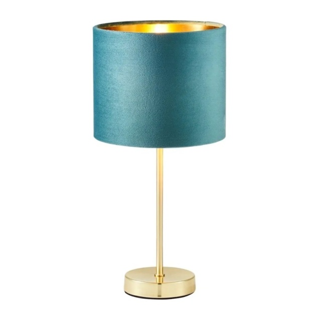 BHS Velvet Table Lamp - Teal/Brass - image 1