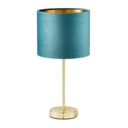 BHS Velvet Table Lamp - Teal/Brass - thumbnail 2