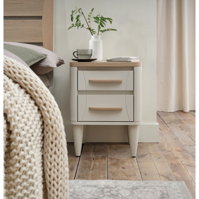 Delta Scandi Oak and Soft Grey 2 Drawer Nightstand - image 1