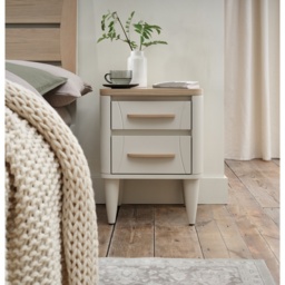 Delta Scandi Oak and Soft Grey 2 Drawer Nightstand - thumbnail 1