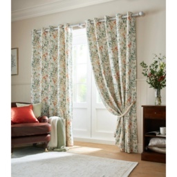 Laura Ashley Old Castle Leaves Eyelet Curtains - Fern Green - W 88 x D 90