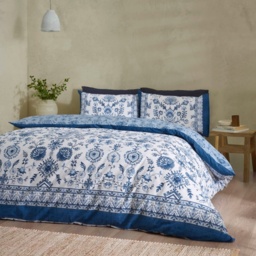Catherine Lansfield Zoukara Floral Duvet Set - Blue - King - thumbnail 1