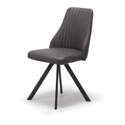 Austin Swivel Dining Chair - Dark Grey Bison Faux Leather
