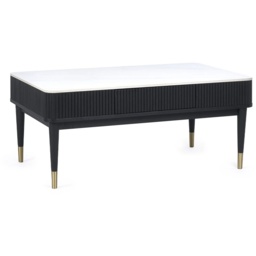 Julian Bowen Louis Rectangular Fluted Stone Top Coffee Table With 2 Drawers - Black - thumbnail 4