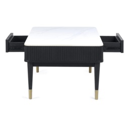 Julian Bowen Louis Rectangular Fluted Stone Top Coffee Table With 2 Drawers - Black - thumbnail 5