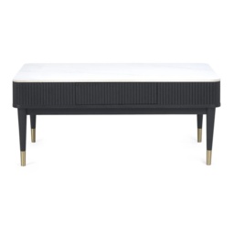 Julian Bowen Louis Rectangular Fluted Stone Top Coffee Table With 2 Drawers - Black - thumbnail 3