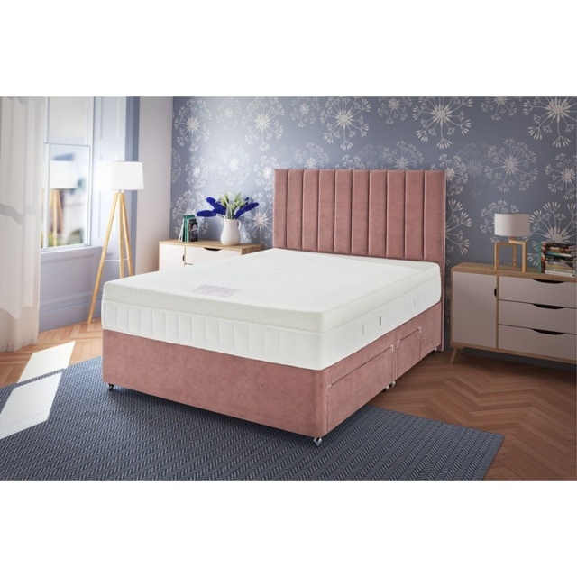 Kaymed Nirvana 2000 Mattress and Divan set - 180cm Super king - No Storage - Dreamy Fabric - image 1