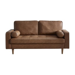Julian Bowen Henley 3 Seater Sofa - Brown Faux Leather - thumbnail 2