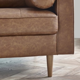 Julian Bowen Henley 3 Seater Sofa - Brown Faux Leather - thumbnail 5