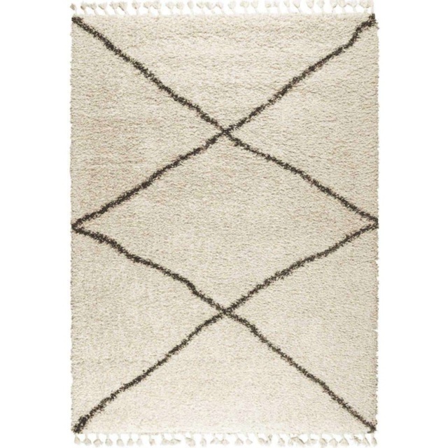 Mastercraft Twilight 039-0004/6933 Shaggy Fringed Rug - Cream/Black - 160cm x 230cm - image 1