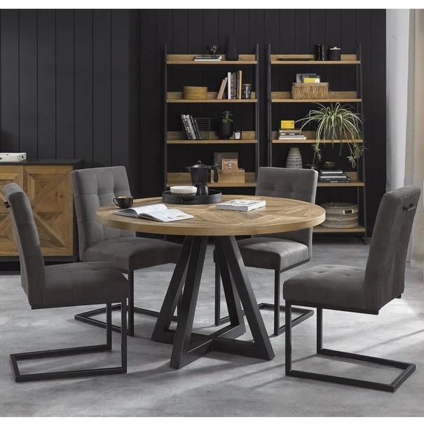 Vancouver Rustic Oak Circular Dining Table - image 1