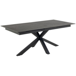 Heaven Extending 168cm/210 cm Dining Table - Black Ceramic With Matt Black Base - 200/240x100x76cm - thumbnail 2