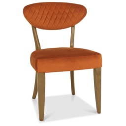 Winnipeg Rustic Oak Upholstered Dining Chair Pair With Gently Flared Backs - Azure Velluto Velvet - thumbnail 5