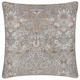 Morris and Co Strawberry Thief Feather Rich Cushion 55cm - Biscuit - thumbnail 2
