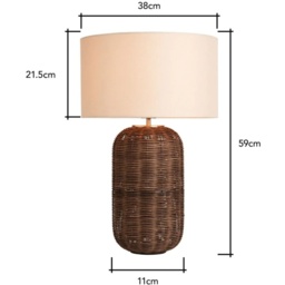 BHS Garvey Large Rattan Table Lamp - Walnut - thumbnail 4