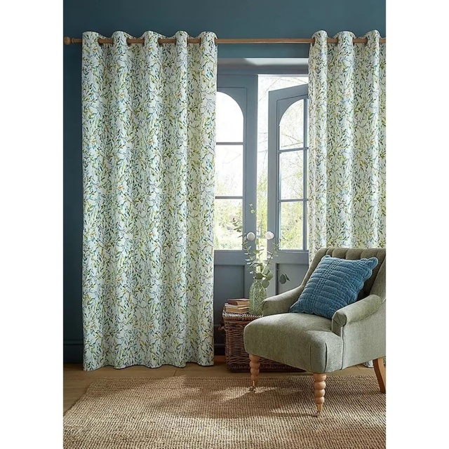 Laura Ashley Brayton Leaves Lined Eyelet Curtains - Multi - W 88 x D 90 - image 1