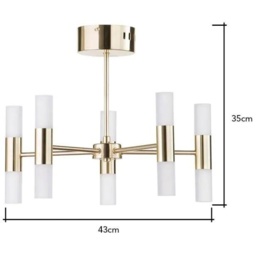 BHS Lois 10 Light Semi Flush Ceiling Light - Brass - thumbnail 2