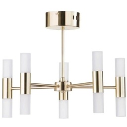 BHS Lois 10 Light Semi Flush Ceiling Light - Brass - thumbnail 1